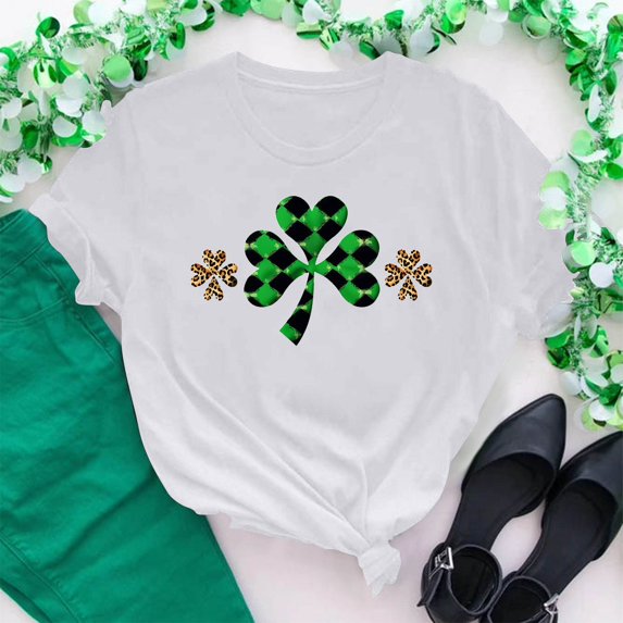 St. Patrick's Day Tshirt, Short Sleeve T Shirts for Women, Round Neck Tops Women's New St. Patrick's Day Pullover Printed Tee Shirts Crew-Neck Short-Sleeved Casual Fashion Tops