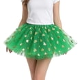 thumbnail image 1 of St. Patrick's Day Tulle Skirts Womens Rave Outfits Elastic Waist Tutu Mesh Mini Skirts Dance Party Green, Free Size, 1 of 7