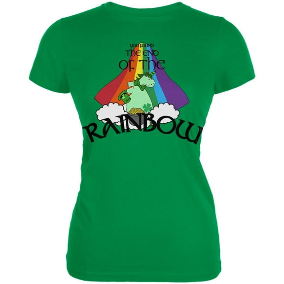 St. Patrick's Day Unicorn End Of The Rainbow Irish Juniors Soft T Shirt Irish Green LG