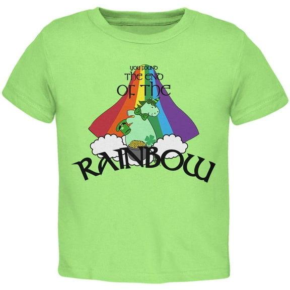 St. Patrick's Day Unicorn End Of The Rainbow Irish Toddler T Shirt Lime 2T
