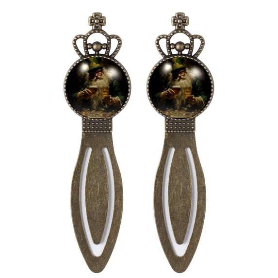 St. Patrick's Day Unique Vintage Copper Crown-Shaped Bookmarks - Set of 2, Stainless Steel Reading Accessories for Book Lovers and Readers