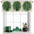 thumbnail image 1 of St. Patrick''s Day Valance Curtain for Kithchen Windows, Spring Green Shamrocks Coin Wreath Linen Tier Curtain Window Treatment Rod Pocket Valances for Bedroom/Living Room/Bathroom, 54x18in, 1 of 5