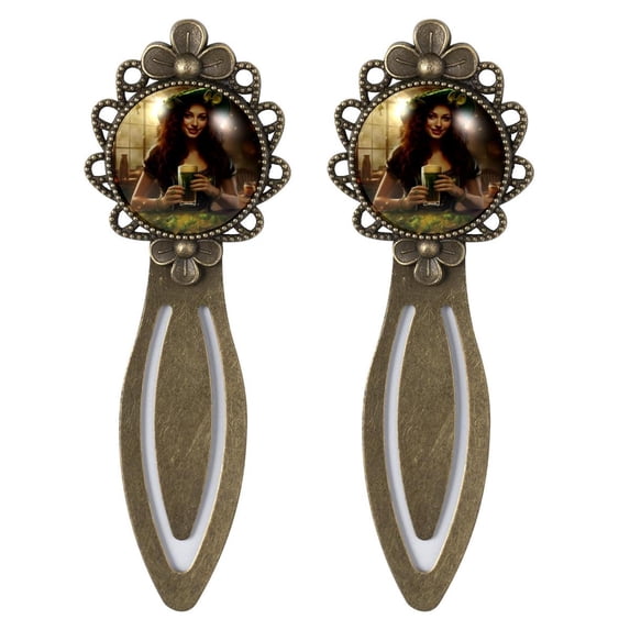 St. Patrick's Day Vintage Copper-Colored Lace Bookmarks: Stainless Steel Book Accessories for Readers and Book Lovers - Set of 2