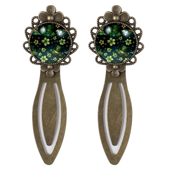 St. Patrick's Day Vintage Copper-Colored Lace Bookmarks: Stainless Steel Reading Accessories, Set of 2 Book Marks