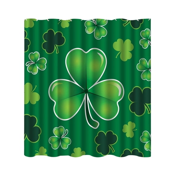 St. Patrick's Day Waterproof Shower Curtain, 70.8" Bathroom Decoration with Lucky Clover Theme, Durable and Mold-Resistant Accessory
