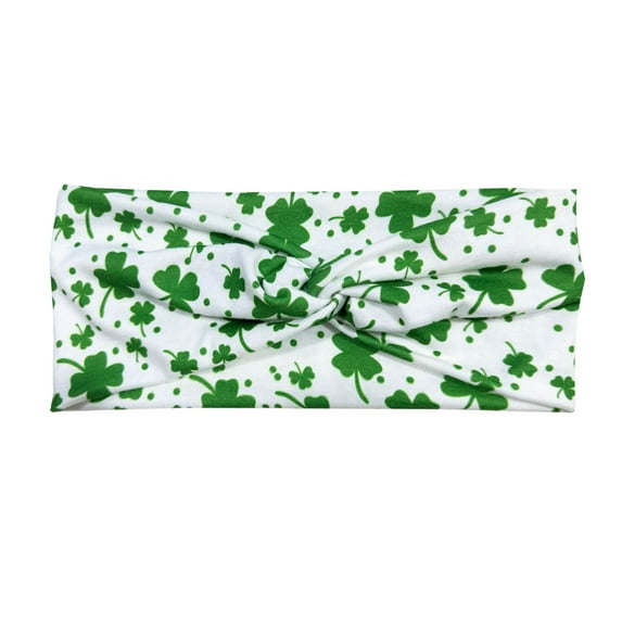 St. Patrick's Day Wide Headband for Women Top Knotted Headwrap Non Slip, Soft Elastic Stretchy Head band with Green Lucky Leaf Beer and Bowler Hat Exercise Hair Accessories for Party Gifts