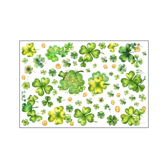 St. Patrick's Day Window Decals, Green Leaf Wall Stickers for Glass and Window, Removable Irish Holiday Decorations