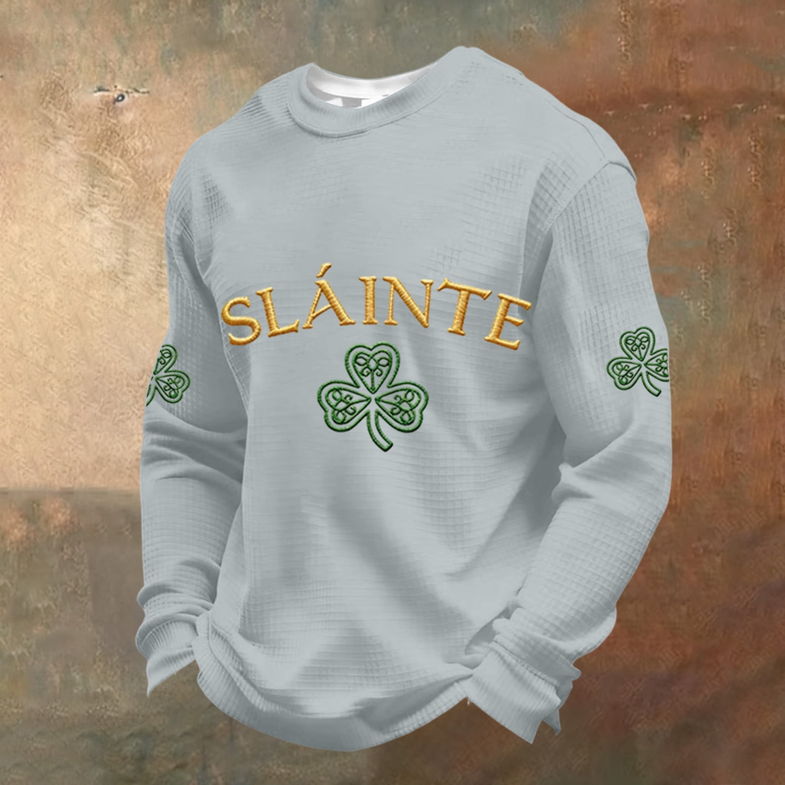 St. Patrick's Day Winter Layering Shamrock Sweatshirt Waffle Knit Long ...