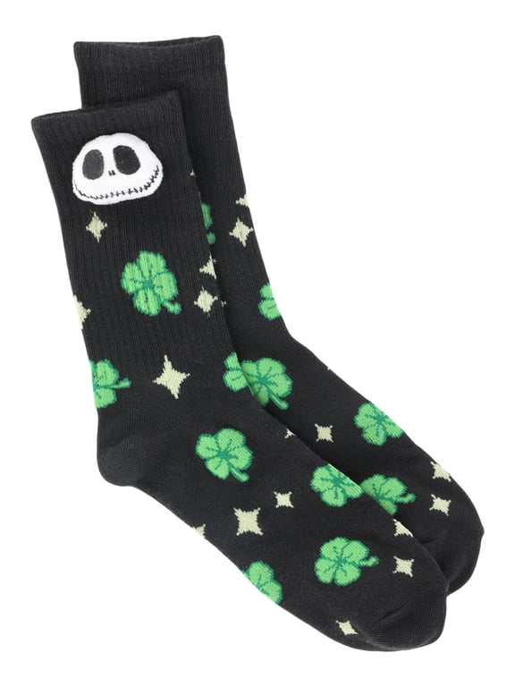 St. Patrick's Day Women's Disney Nightmare Before Christmas Pom Crew Socks, 1-Pack, Size 4-10