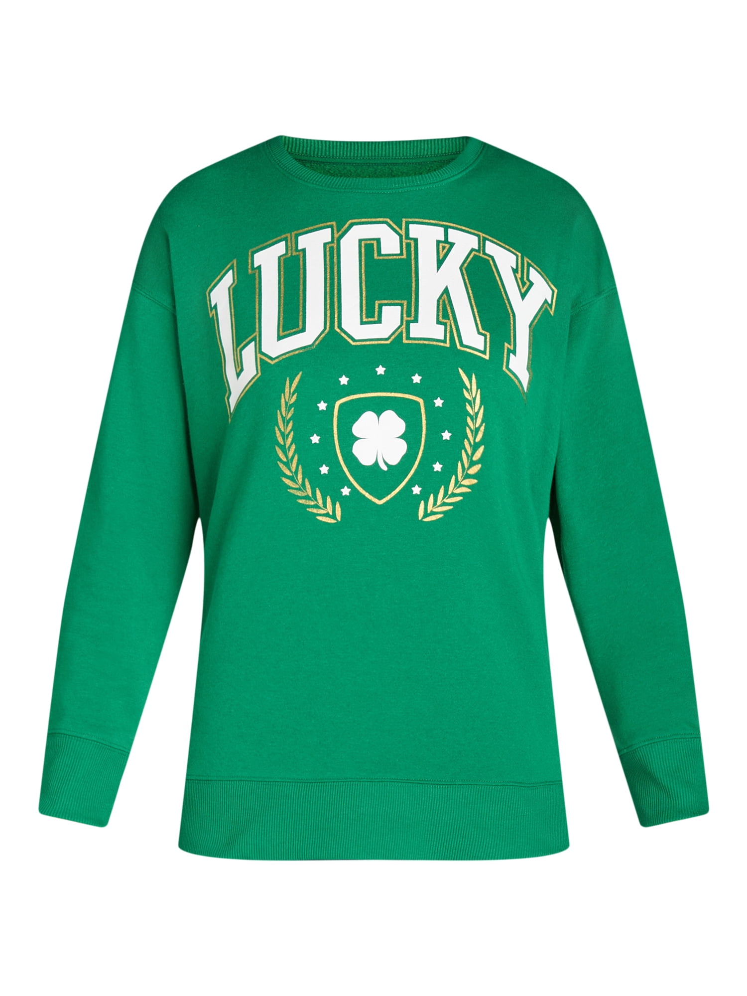 St Patrick's Day Leprechaun Pattern Print Women Off Shoulder Sweatshirt