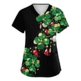 thumbnail image 1 of St. Patrick's Day Womens Scrub Top Irish Shamrock Printed Short Sleeve Nurse Uniforms Workwear Stretchy V Neck Holiday Blouse T-Shirt, 1 of 3