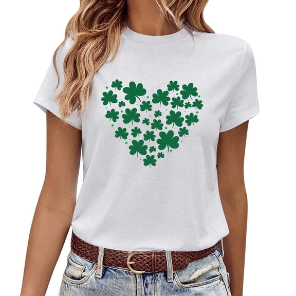 St. Patrick's Day Womens Tops Trendy T Shirt Short Sleeve Plus Size Blouses for Women