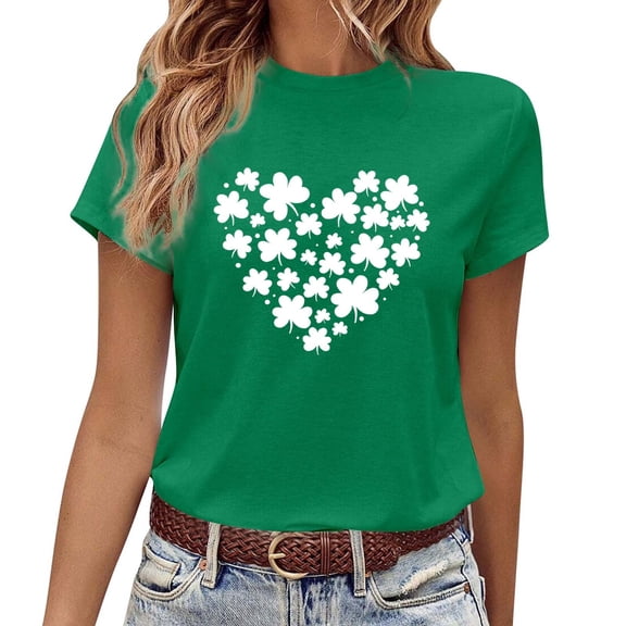 St. Patrick's Day Womens Tops Trendy T Shirt Short Sleeve Plus Size Blouses for Women