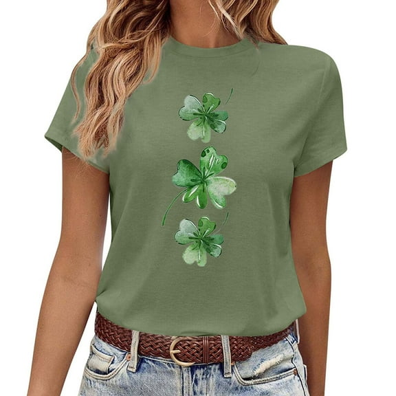 St. Patrick's Day Womens Tops Trendy T Shirt Short Sleeve Plus Size Fall Fashion Outfits