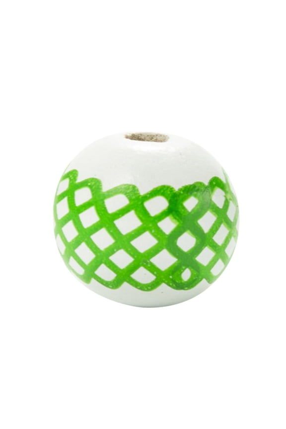 St. Patrick’s Day Wooden Beads Craft Set, 30-Piece Green & White Printed Beads – Shamrock, Hat & Clover Shapes for Garland, Jewelry, Keychains, Party Decor