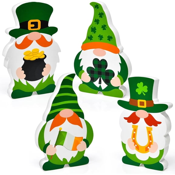 St. Patrick''''''''s Day Wooden Gnomes Table Sign Decorations