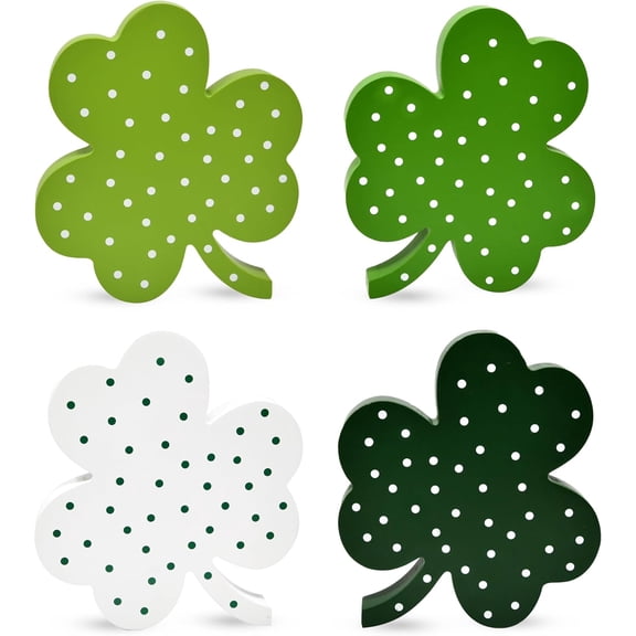 St. Patrick’s Day Wooden Shamrock Block Signs Decor Set