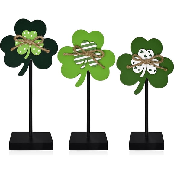 St. Patrick''s Day Wooden Shamrock Standing Signs