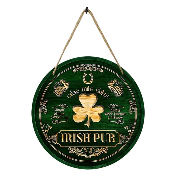 St. Patrick's Day Wooden Wall Decor, 7.87" Hanging Decorative Sign for Home Living Room and Door, Irish Holiday Themed Art Piece