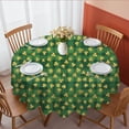 thumbnail image 1 of St. Patrick's Day and Clovers Green Plaid Pattern Round Tablecloth 60", Wrinkle-Resistant Wipeable Cover for Kitchen, Dining, Picnic & Patio, 1 of 6