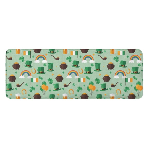 St. Patrick's Day and Flags Kitchen Runner Rug 17"X47", Non-Skid Washable Mat, Decorative for Kitchen, Sink & Laundry