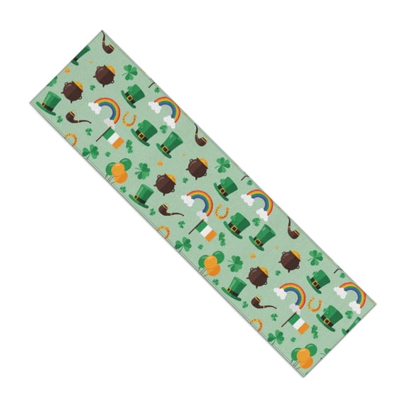 St. Patrick's Day and Flags Table Runner,Kitchen Dining Table Decoration for Home Party Decor,13"x48" Heat Resistant,Wrinkle-Free,Machine Washable