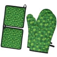 thumbnail image 1 of St. Patrick's Day and Gnomes Green Kitchen Oven Mitt and Pot Holder Set 2 Pcs, Heat Resistant Up To 392 °F, for Baking, Cooking and Grilling, 1 of 6
