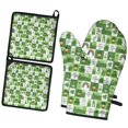 thumbnail image 1 of St. Patrick's Day and Rainbows Green Kitchen Oven Mitt and Pot Holder Set 2 Pcs, Heat Resistant Up To 392 °F, for Baking, Cooking and Grilling, 1 of 6