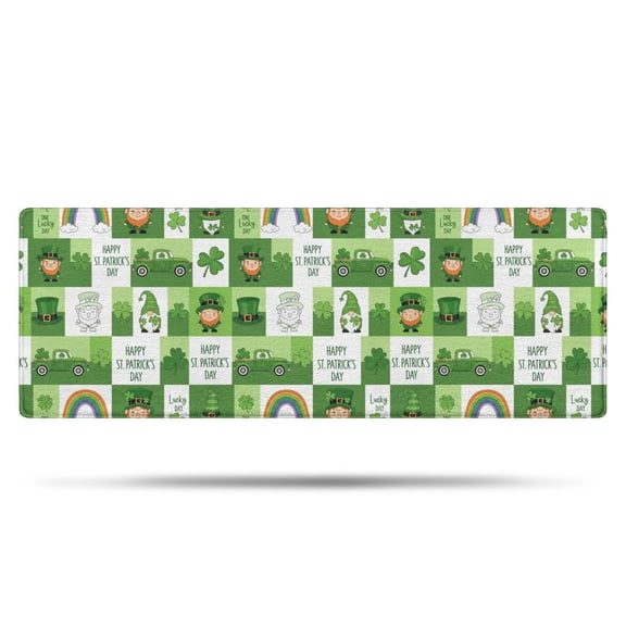 St. Patrick's Day and Rainbows Green Non-Slip Microfiber Bathroom Rug, Rubber Backing Soft Mat for Floor, Tub & Shower, 17"x47"