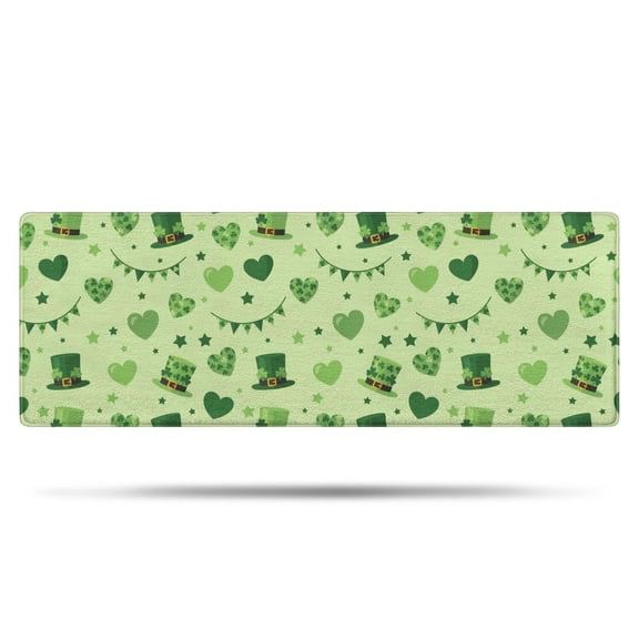 St. Patrick's Day and Rainbows Green Non-Slip Microfiber Bathroom Rug, Rubber Backing Soft Mat for Floor, Tub & Shower, 17"x47"