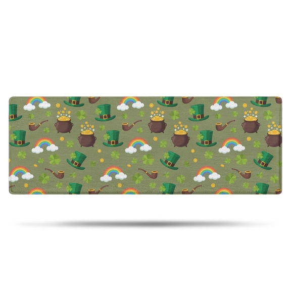 St. Patrick's Day and Rainbows Non-Slip Microfiber Bathroom Rug, Rubber Backing Soft Mat for Floor, Tub & Shower, 17"x47"