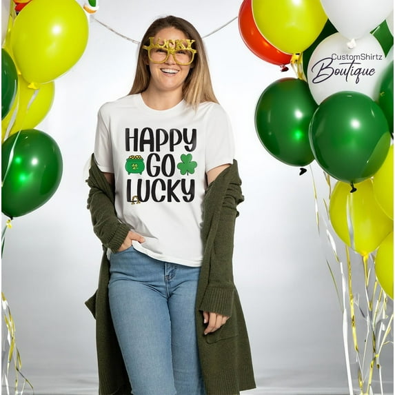 St. Patrick's Days, Happy Go Lucky, Irish Shirt, Shamrock Shirt, Lucky Shirt, St. Patrick Day Shirt, St Patrick Shirt, Irish Day All Size S-5Xl