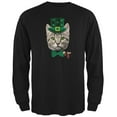 thumbnail image 1 of St. Patrick's Funny Cat Black Adult Long Sleeve T-Shirt - Small, 1 of 1
