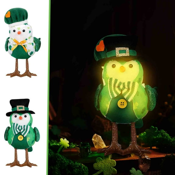 St. Patrick's Glowing Green Bird Tabletop Decor Ornament