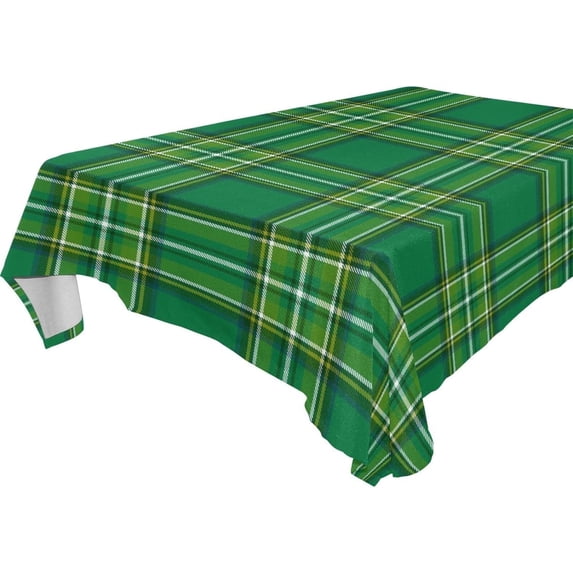 St Patrick's Green Tartan Tablecloth Rectangle Colorful Table Cloth Large Square Table Cover for Dining Kitchen Party 54"x72" Decor Gift