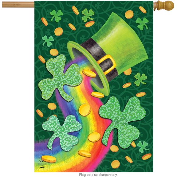 St. Patrick''s Luck House Flag Rainbow Shamrocks 28" x 40"