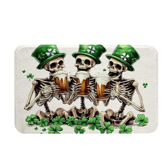 St. Patrick's Lucky Clover Door Mat, Porch Entrance Rug with Unique Dirt Trapping Design, 15.75x23.62 inch