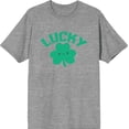 thumbnail image 1 of St. Patrick's Lucky Clover Heather Gray Men's Crew Neck Short Sleeve Tee-Medium, 1 of 2