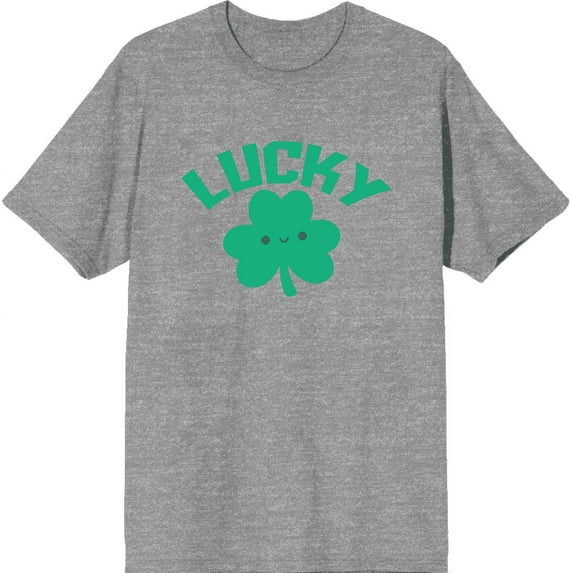 St. Patrick's Lucky Clover Heather Gray Men's Crew Neck Short Sleeve Tee-Small