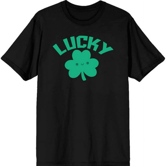 St. Patrick's Lucky Clover Men's Black Crew Neck Short Sleeve Tee-XL