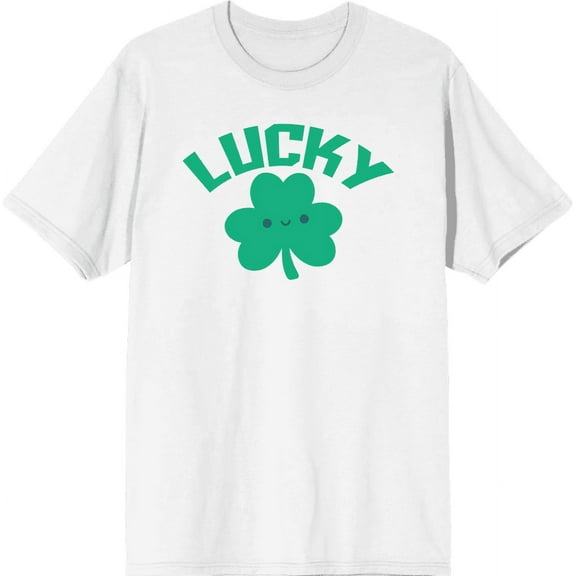 St. Patrick's Lucky Clover Men's White Crew Neck Short Sleeve Tee-XL