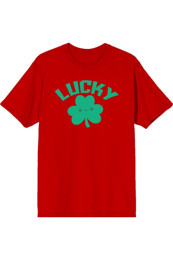 St. Patrick's Lucky Clover Red Men's Crew Neck Short Sleeve Tee-XXL