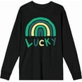 thumbnail image 1 of St. Patrick's Lucky Rainbow Black Adult Crew Neck Long Sleeve Tee-Medium, 1 of 3