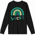 thumbnail image 1 of St. Patrick's Lucky Rainbow Black Adult Crew Neck Long Sleeve Tee-XS, 1 of 3