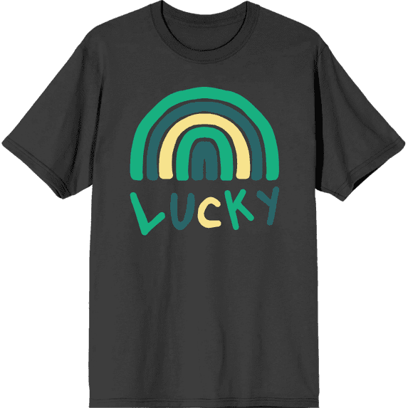St. Patrick's Lucky Rainbow Charcoal Men's Crew Neck Short Sleeve Tee-Medium