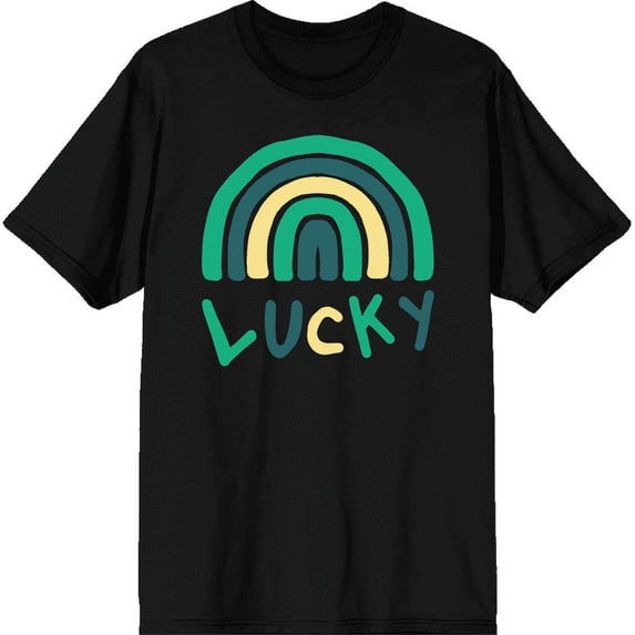 St. Patrick's Lucky Rainbow Men's Black Crew Neck Short Sleeve Tee-XS