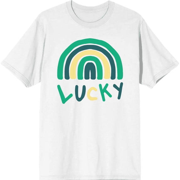 St. Patrick's Lucky Rainbow Men's White Crew Neck Short Sleeve Tee-Medium