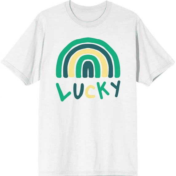 St. Patrick's Lucky Rainbow Men's White Crew Neck Short Sleeve Tee-XL