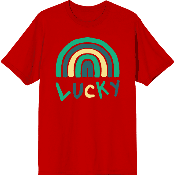 St. Patrick's Lucky Rainbow Red Men's Crew Neck Short Sleeve Tee-3XL