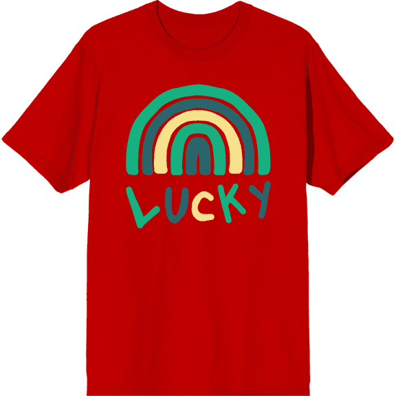St. Patrick's Lucky Rainbow Red Men's Crew Neck Short Sleeve Tee-XXL